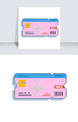 飞机票免抠元素|卡通粉色飞机票插画