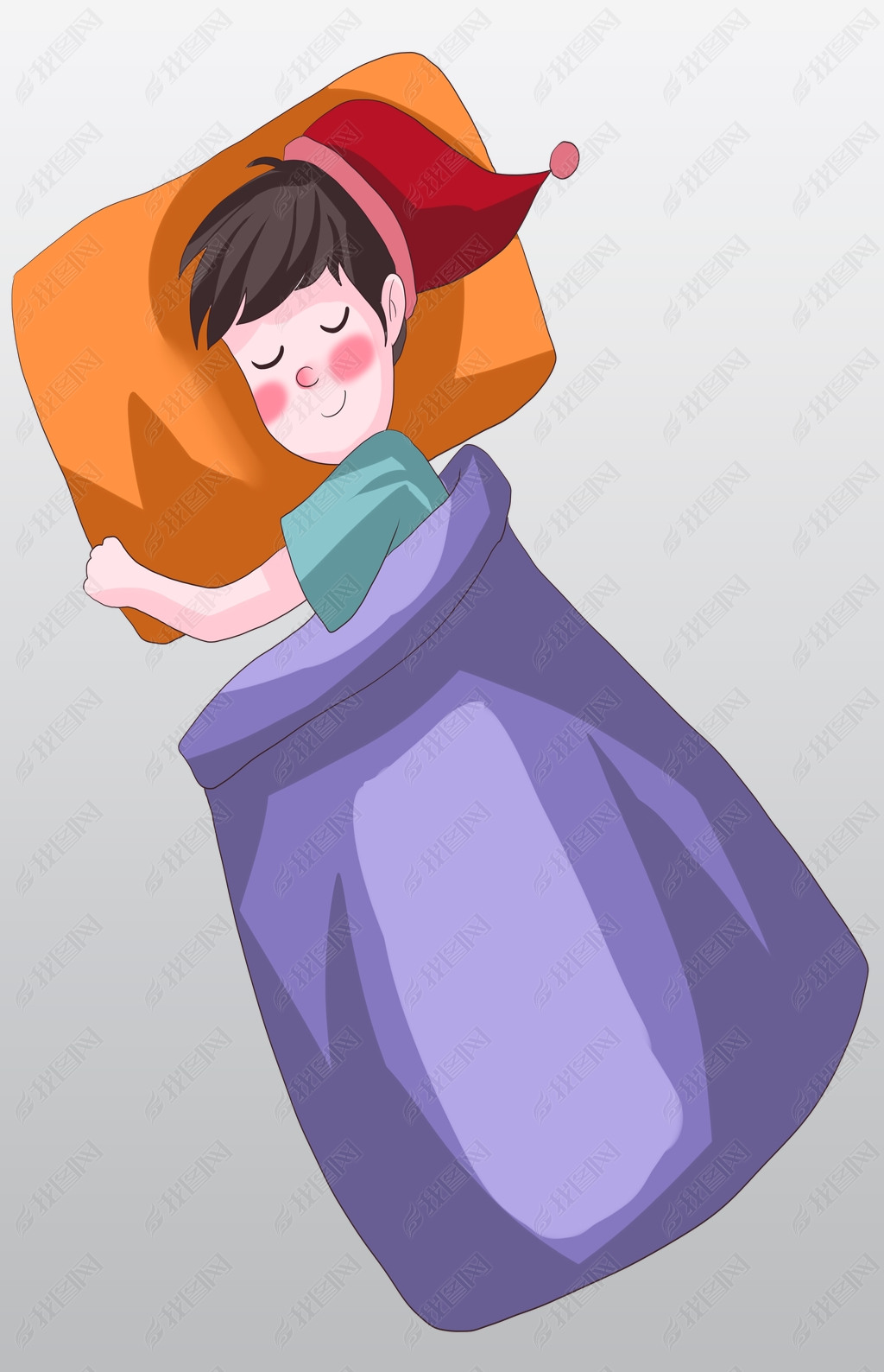 世界睡眠日女孩睡觉卡通手绘