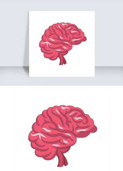 原创红色的大脑手绘插画版权可商用
