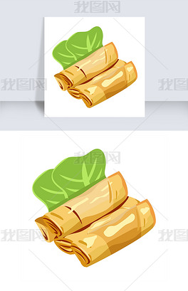 美味的春卷手绘插画