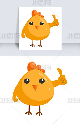 原创手绘点赞小鸡插画