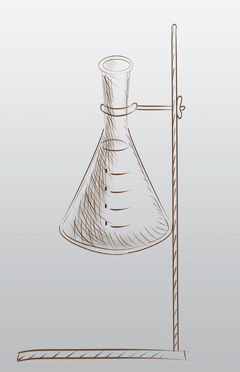 原创手绘线描锥形瓶插画版权可商用