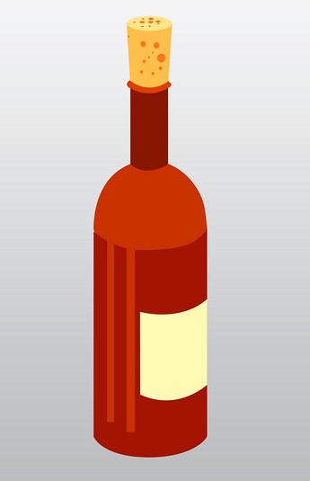 2.5d红色的酒瓶子手绘插画