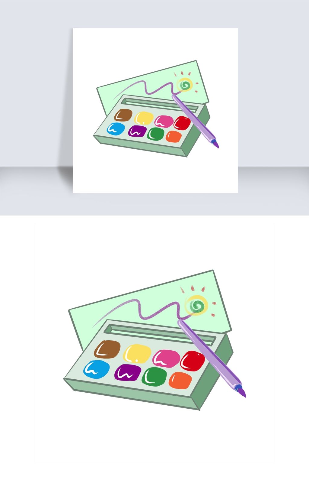 原创手绘绘画颜料盒插画