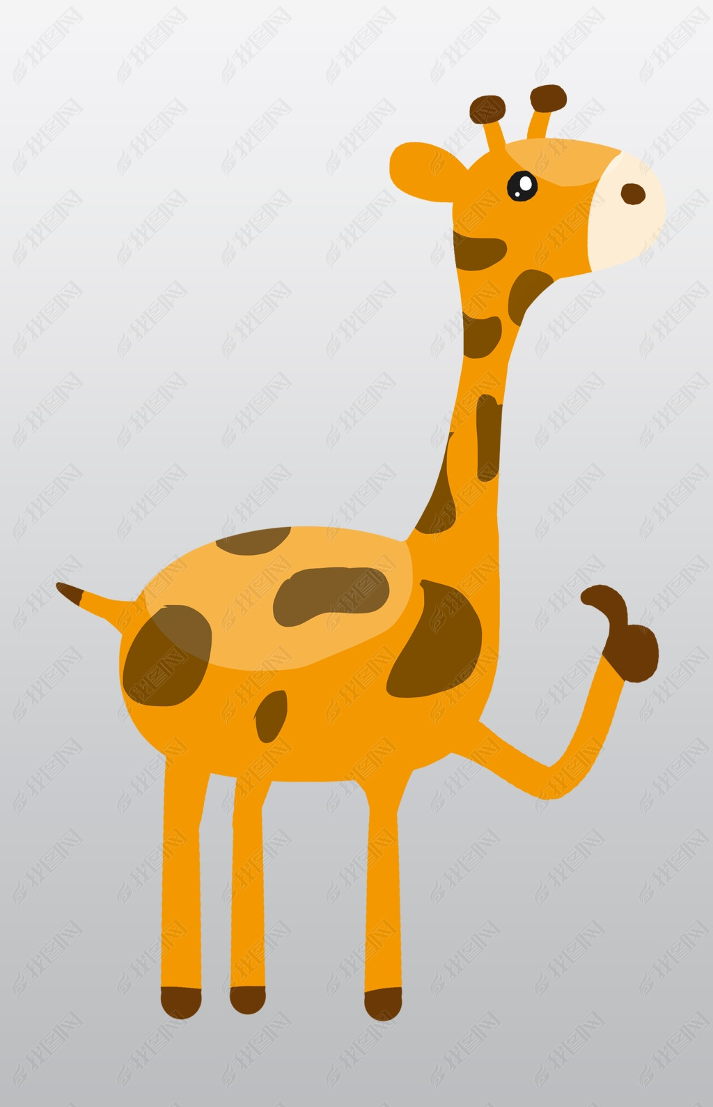 卡通长颈鹿点赞插画