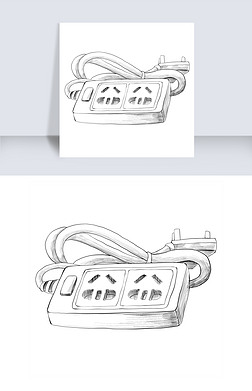 线描素描插座插画