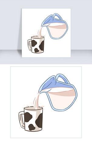 原创倒白色牛奶手绘插画