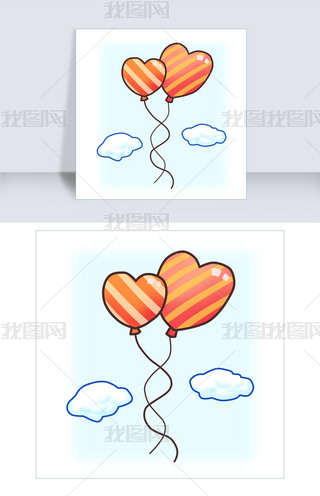 情人节双气球插画