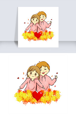 缘分 卡通免抠元素|情人节卡通情侣合照