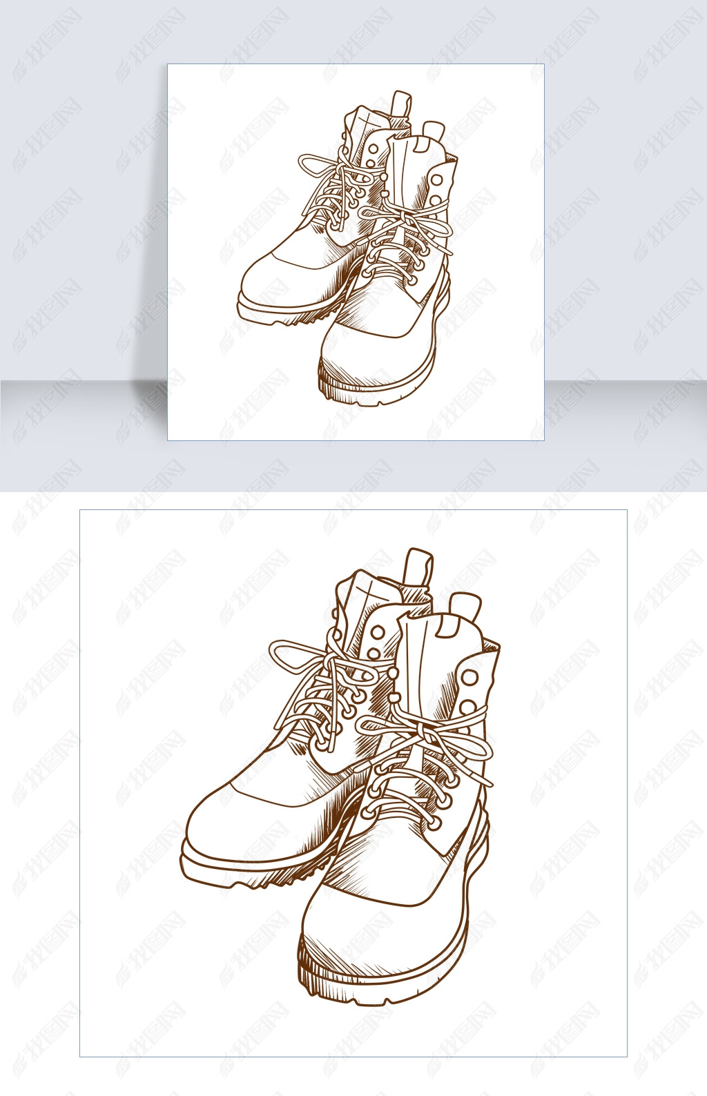 线描短靴手绘插画