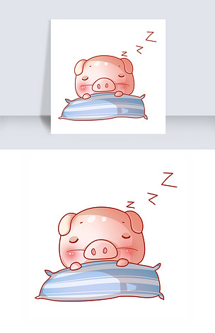 手绘小猪睡觉插画