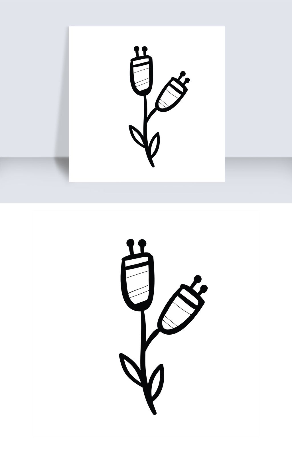 一支简笔画花朵免抠