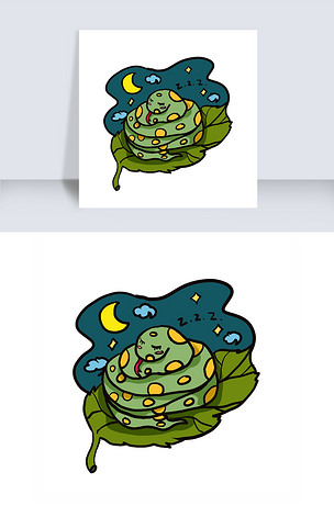 夜晚睡觉卡通的蛇