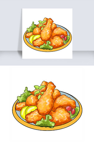 插画手绘炸鸡块图