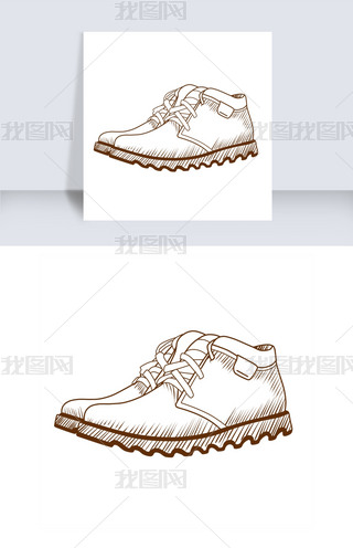 线描男鞋手绘插画