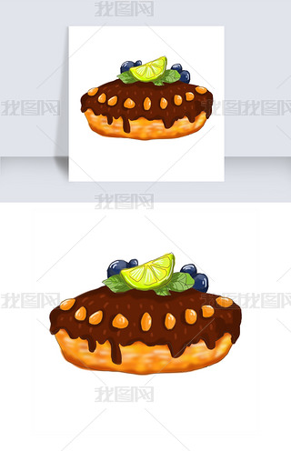 插画手绘水果味蛋糕