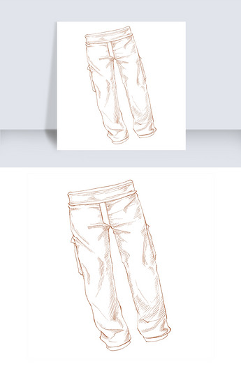 手绘线描裤子插画