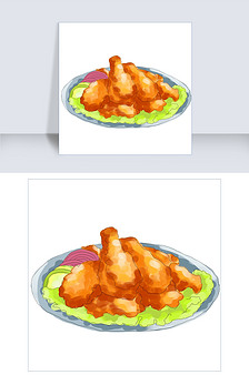 插画手绘炸鸡块图