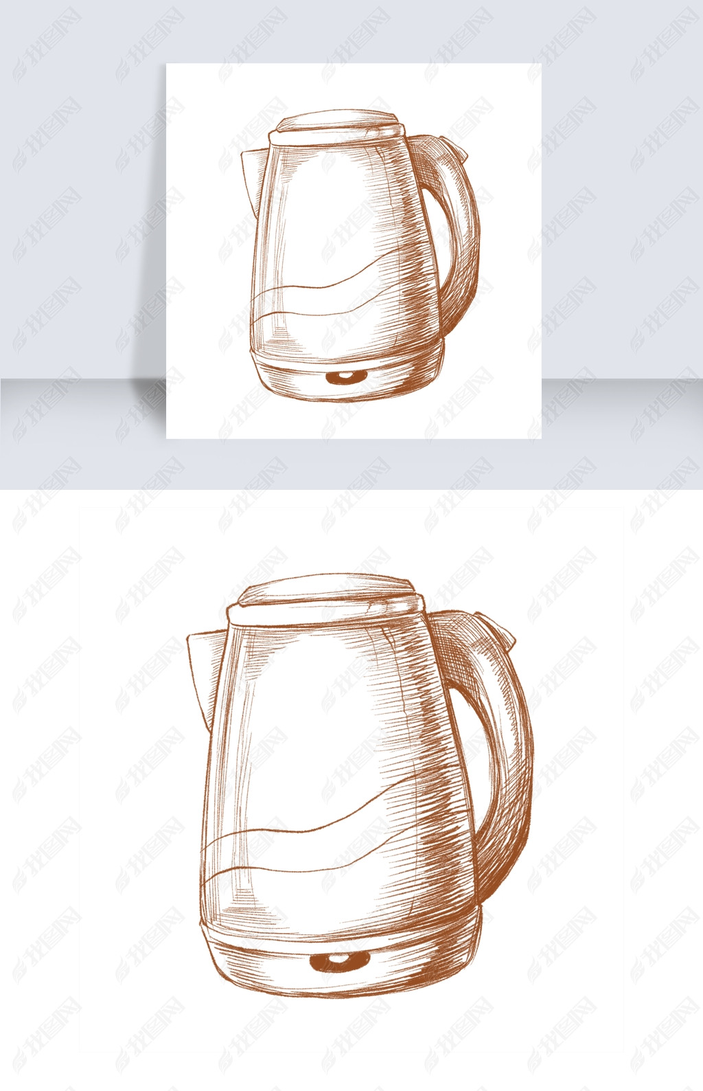 线描电热水壶插画