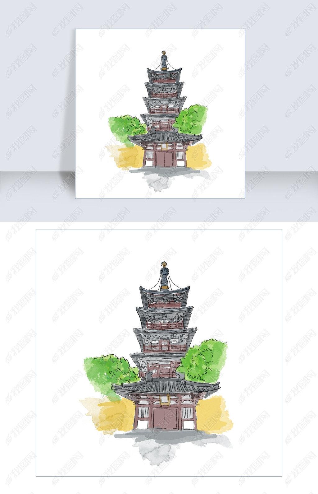 寒山寺怎么画简笔画图片