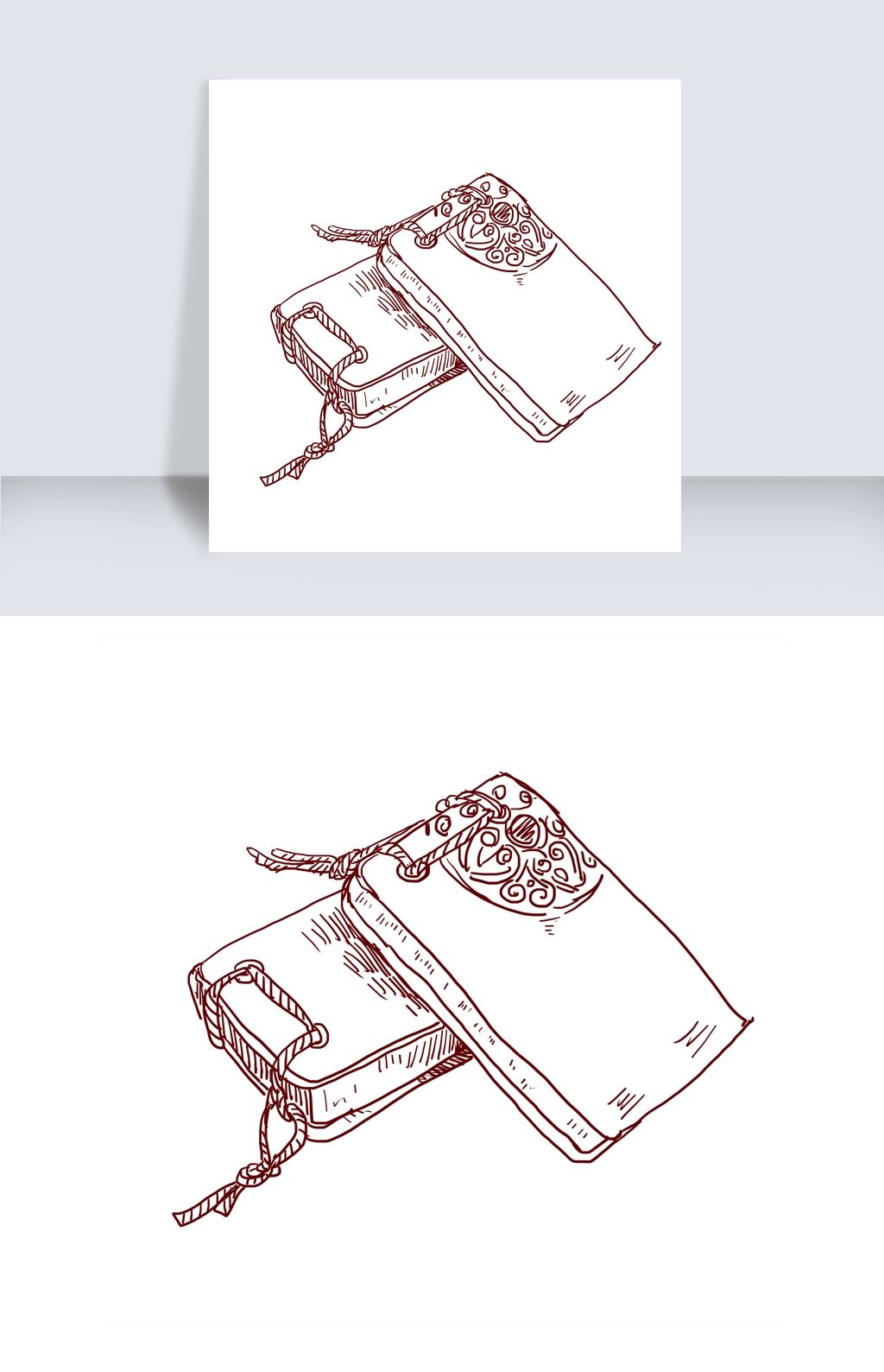 原创线描文具袋手绘插画版权可商用