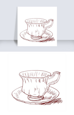 线描水杯手绘插画