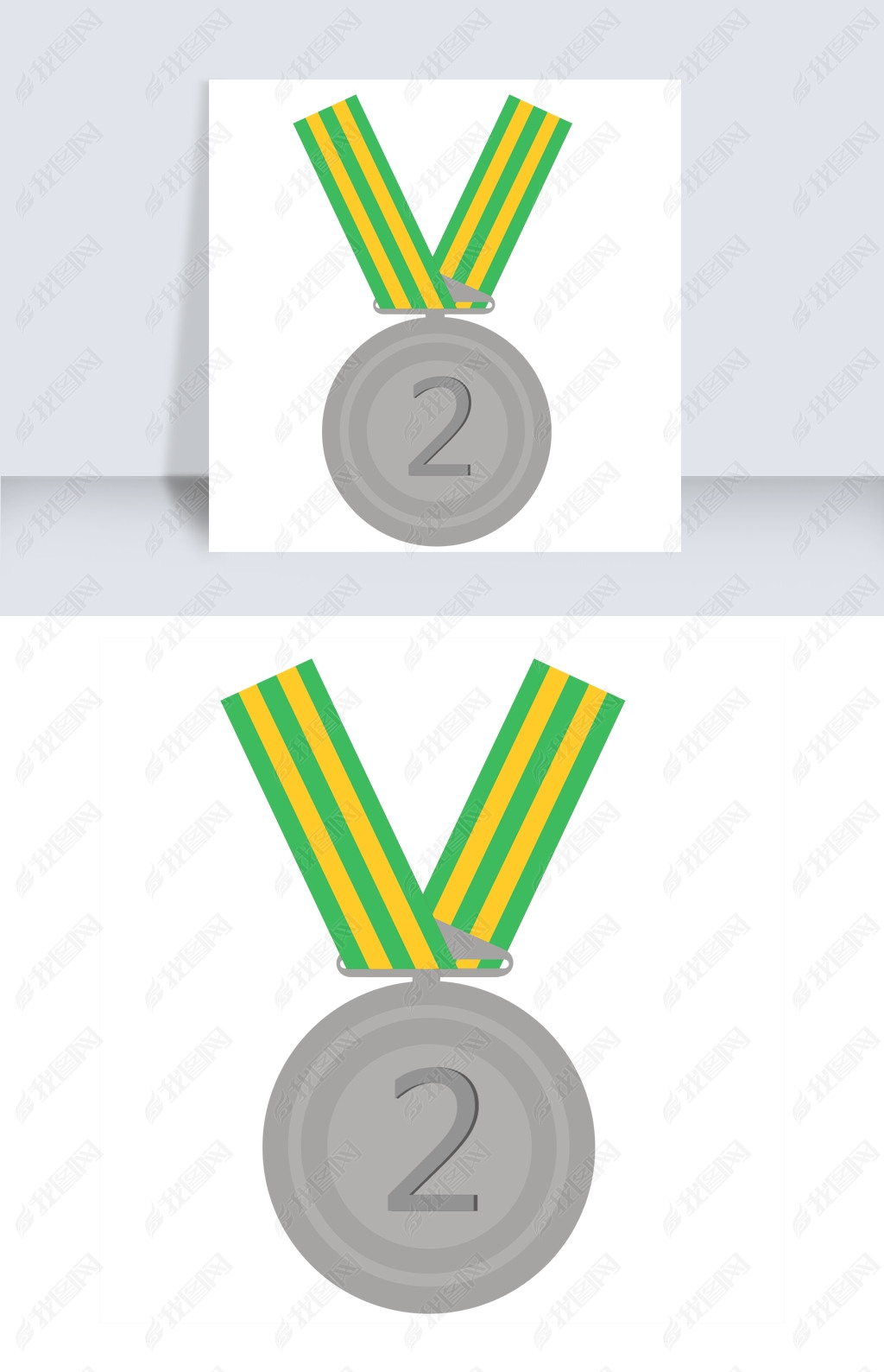 原创卡通手绘第二名银牌插图版权可商用