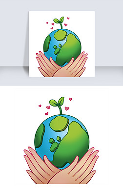 托举的双手免抠元素|手绘托举的地球日插画