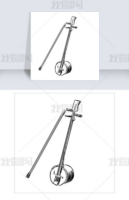 原创线描乐器二胡插画