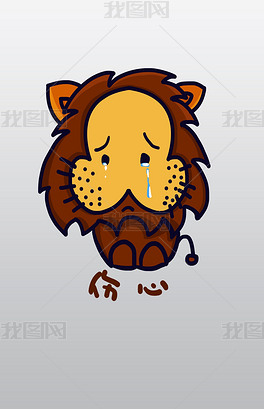 原创狮子q版卡通角色人物形象聊天表情包伤心