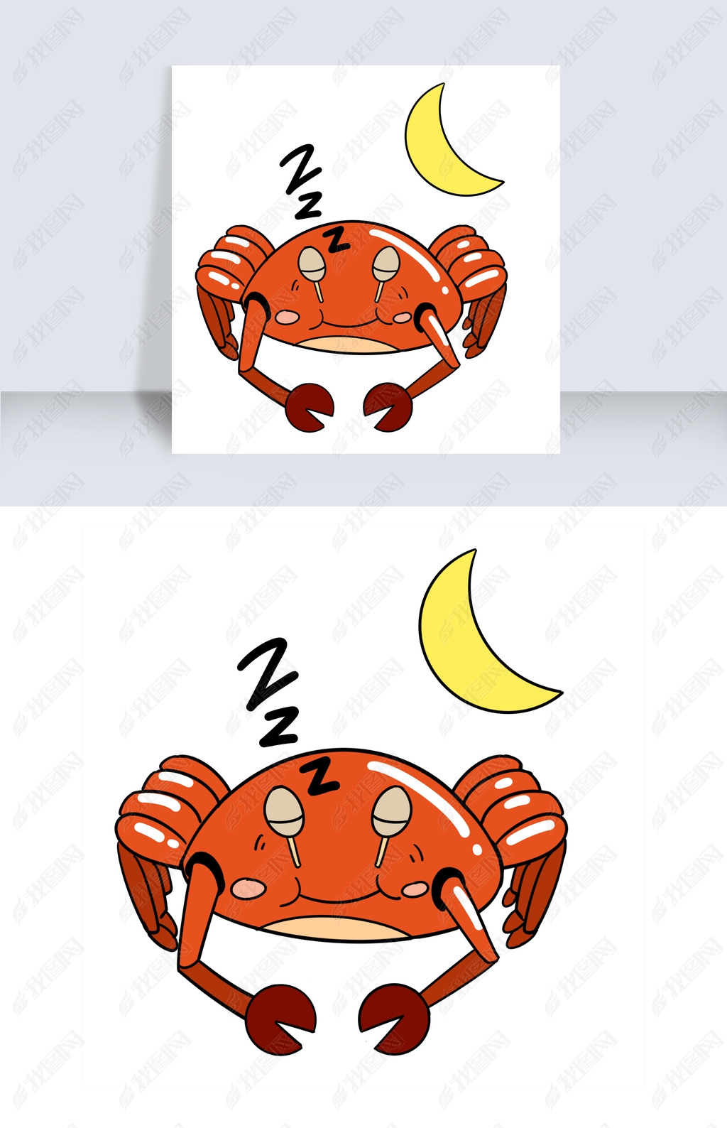 原创世界睡眠日睡觉的螃蟹版权可商用