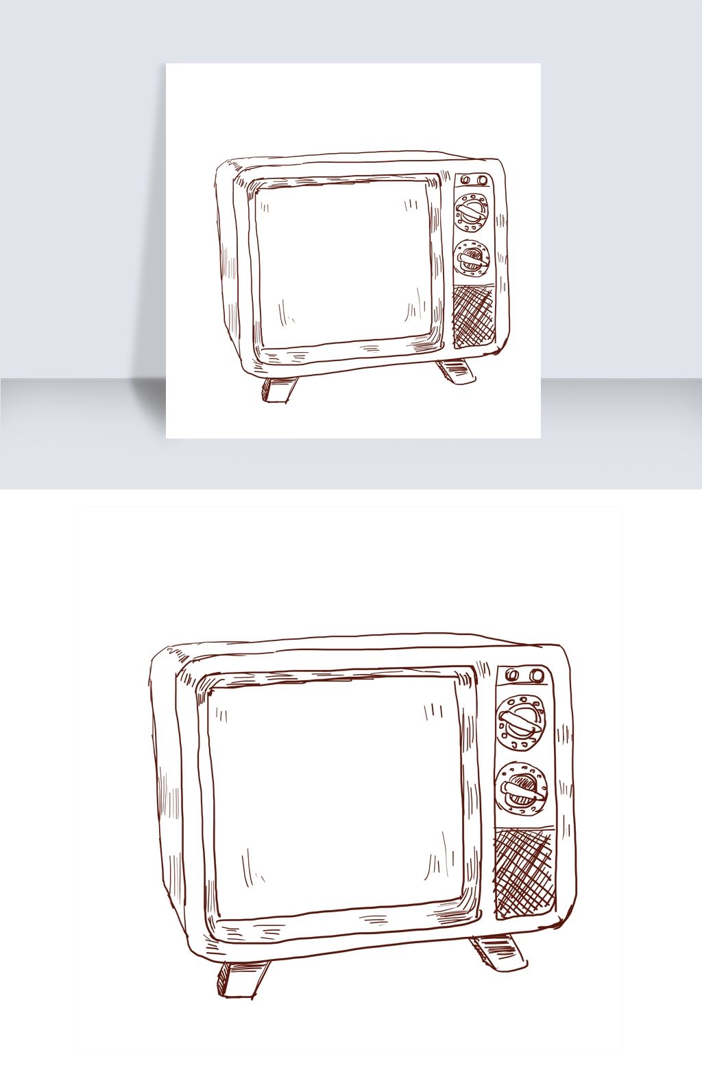 矢量手绘老式电视机