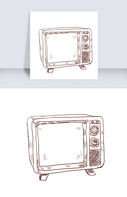 矢量手绘老式电视机