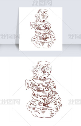 原创线描摆件手绘插画版权可商用