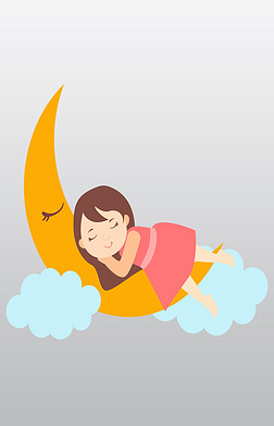 睡觉人物免抠元素|矢量手绘卡通睡觉人物月亮