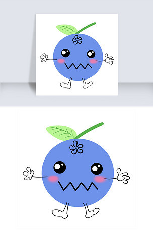 原创手绘水彩风格蓝莓表情一个版权可商用