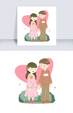 缘分 卡通免抠元素|情人节情侣签收后卡通手绘