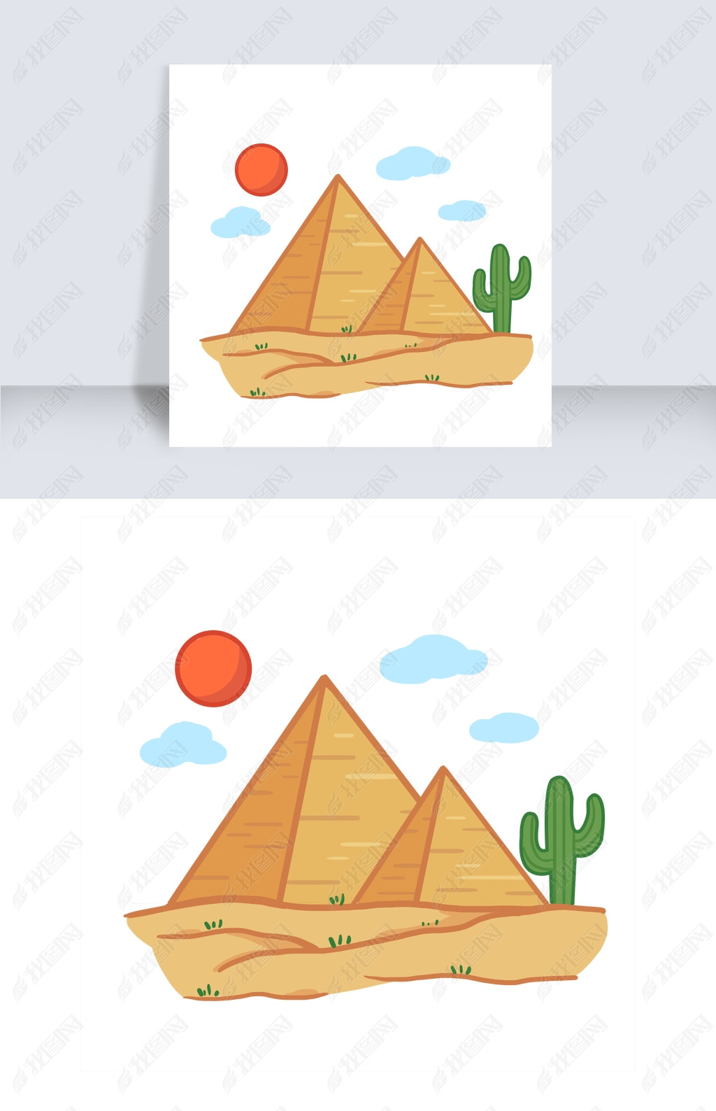 原创手绘埃及金字塔插画