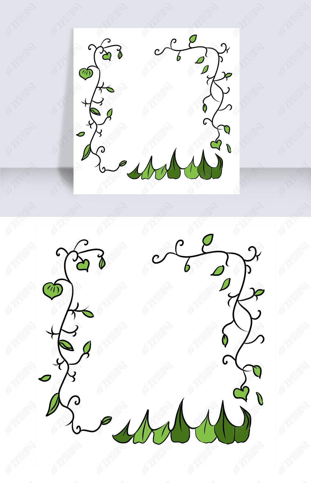 手绘植物绿藤边框