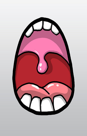 手绘卡通器官喉咙