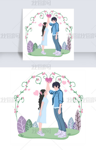 动漫卡通比心情侣专题模板-动漫卡通比心情侣图片素材下载-我图网