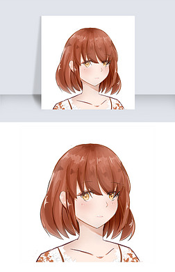 可爱的短发漫画女孩免抠图