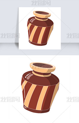 手绘棕色罐子插画