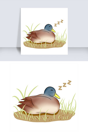 手绘呼呼的睡觉鸭子