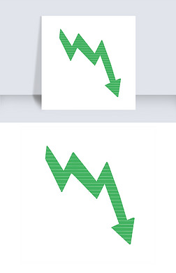 股市箭头免抠元素|手绘绿色暴跌箭头