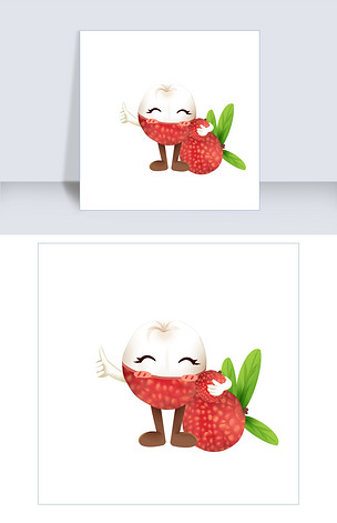 手绘可爱卡通荔枝水果拟人