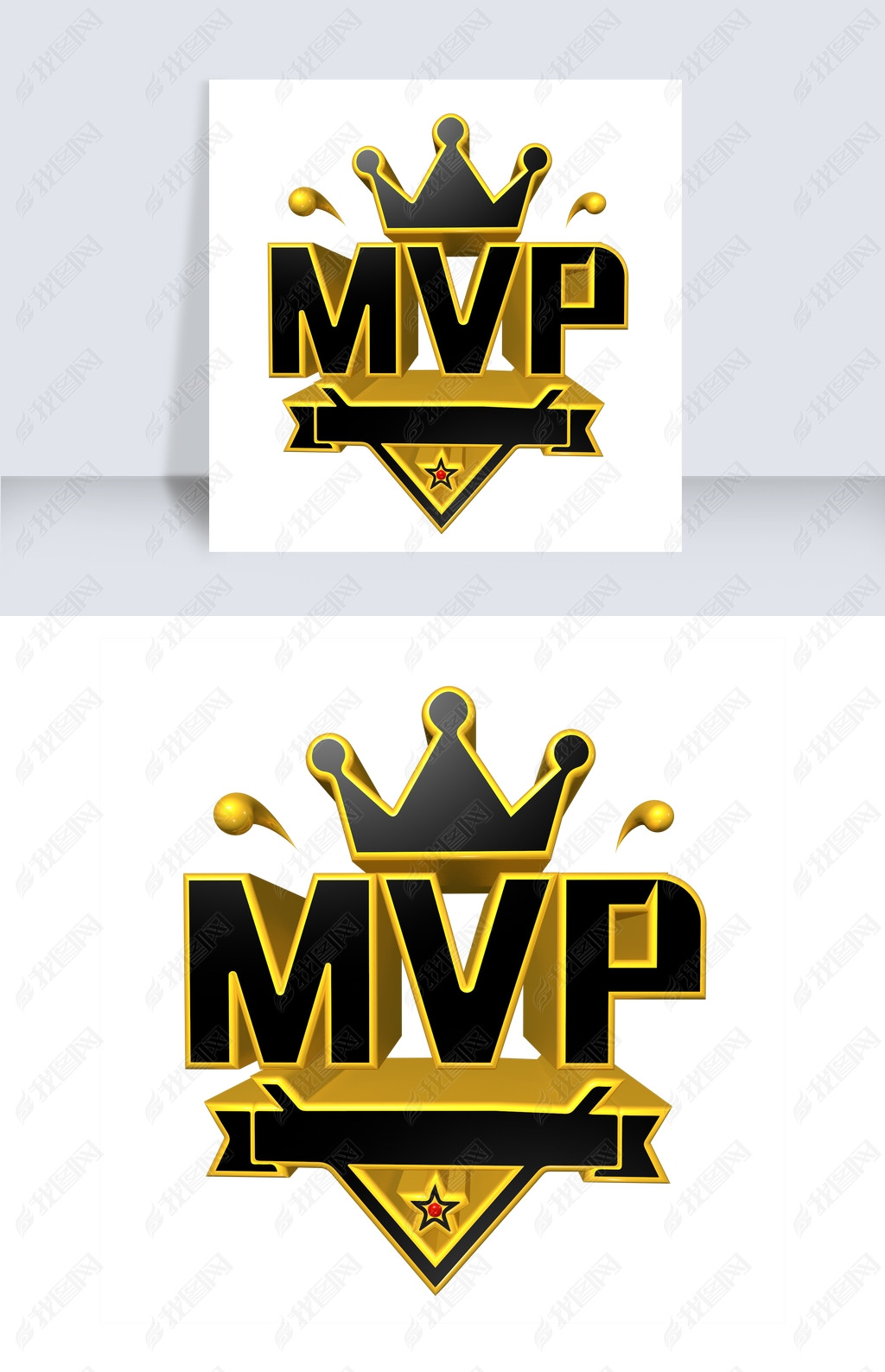 原创mvp黑金色立体c4d艺术字