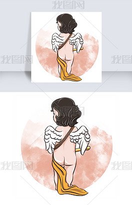 原创情人节丘比特小天使背影版权可商用