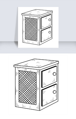 线描柜子手绘插画