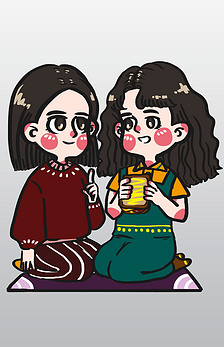 闺蜜卡通专题模板-闺蜜卡通图片素材下载-我图网